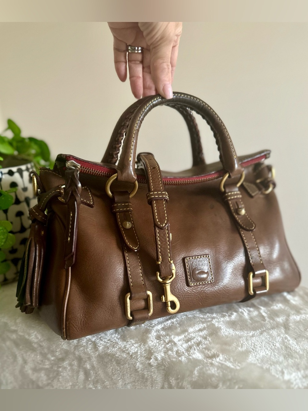 Dooney & Bourke Vintage Mini Florentine Leather Satchel in Elephant
